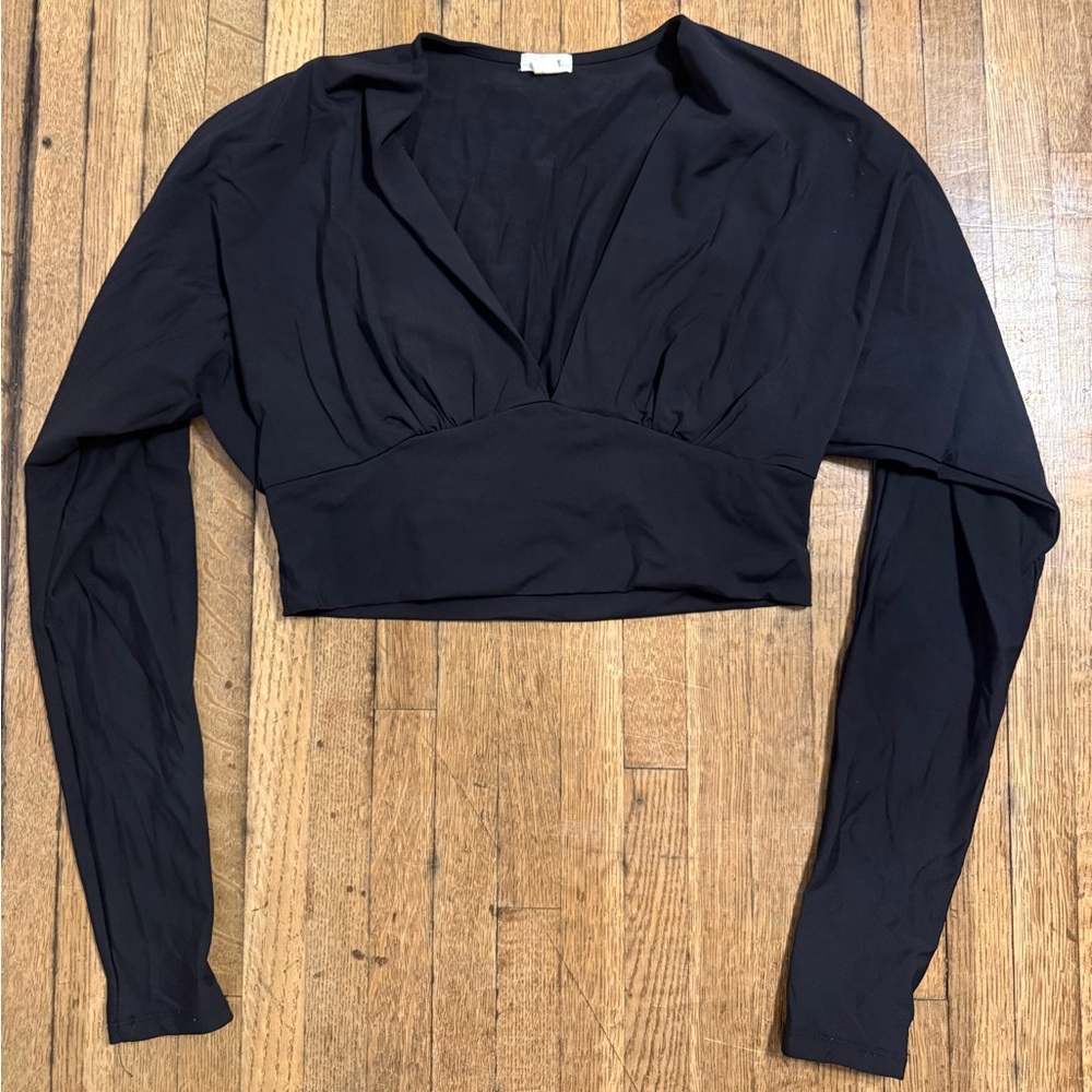 Garage Black Long Sleeve Crop Top